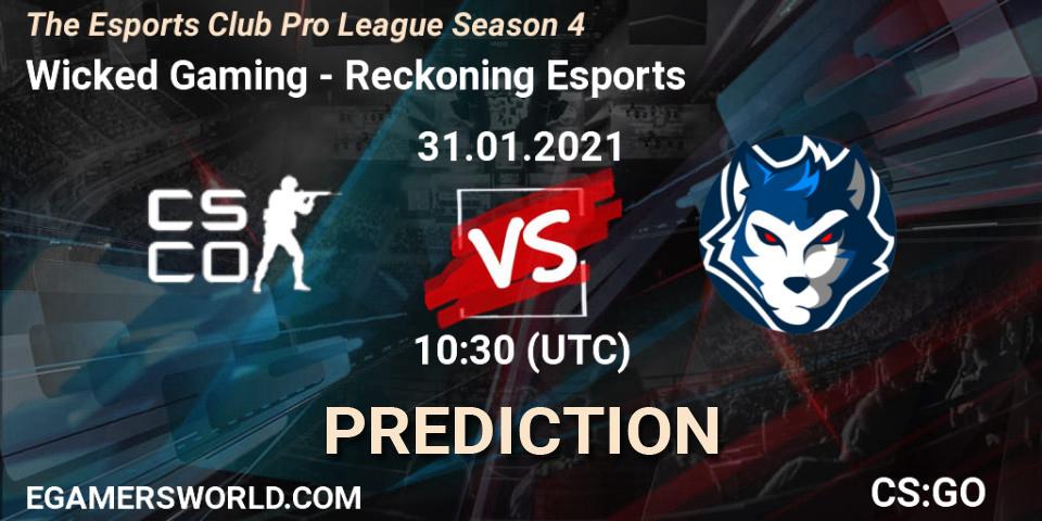 Pronósticos Wicked Gaming - Reckoning Esports. 31.01.2021 at 10:30. The Esports Club Pro League Season 4 - Counter-Strike (CS2)