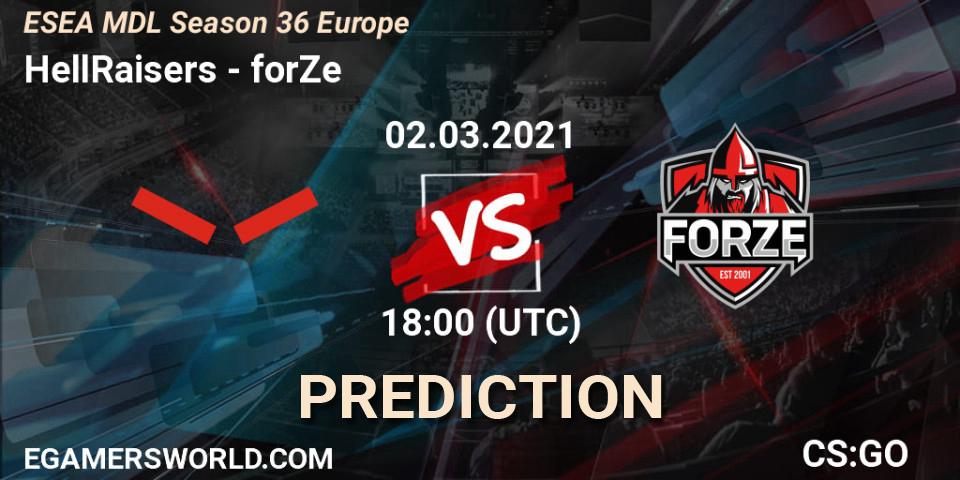 Pronósticos HellRaisers - forZe. 02.03.21. MDL ESEA Season 36: Europe - Premier division - CS2 (CS:GO)
