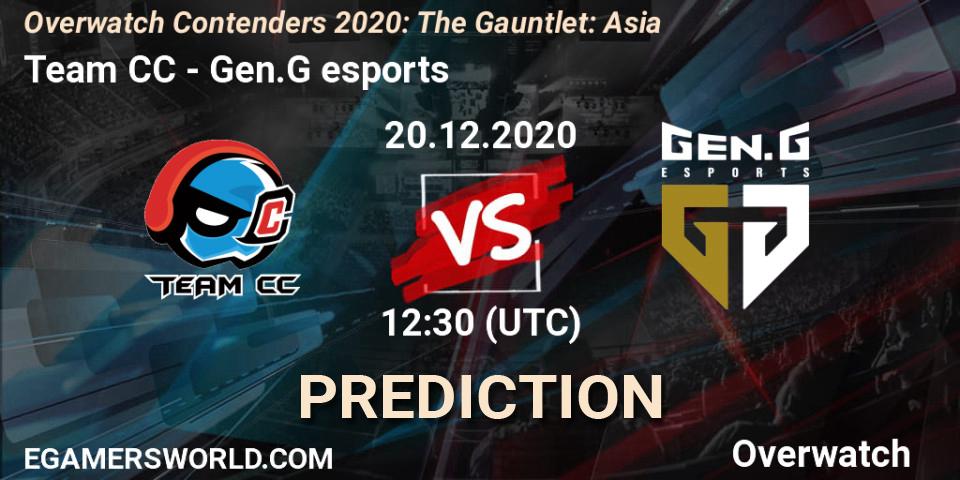 Pronósticos Team CC - Gen.G esports. 20.12.20. Overwatch Contenders 2020: The Gauntlet: Asia - Overwatch