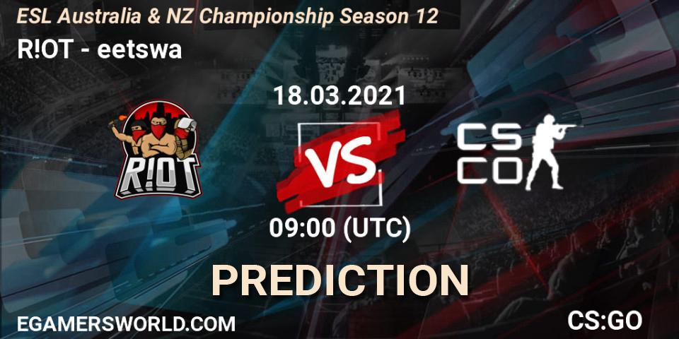 Pronósticos R!OT - eetswa. 18.03.2021 at 09:40. ESL Australia & NZ Championship Season 12 - Counter-Strike (CS2)