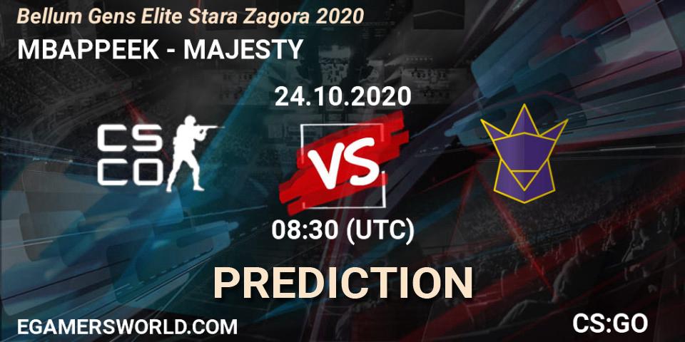 Pronósticos MBAPPEEK - MAJESTY. 24.10.2020 at 09:00. Bellum Gens Elite Stara Zagora 2020 - Counter-Strike (CS2)