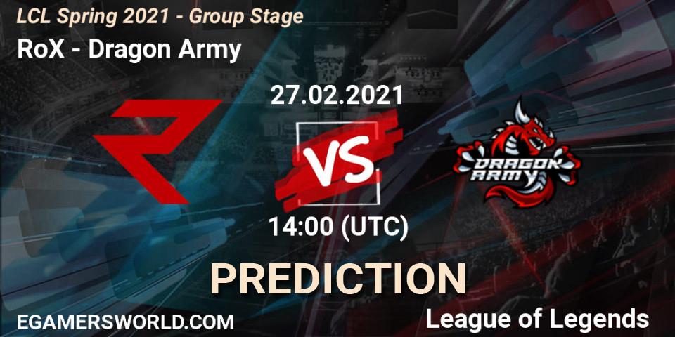 Pronósticos RoX - Dragon Army. 27.02.21. LCL Spring 2021 - Group Stage - LoL