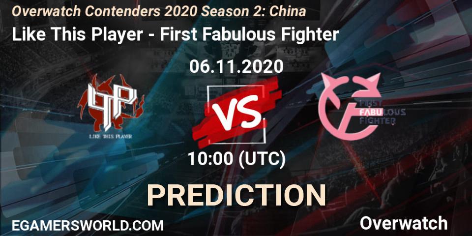 Pronósticos Like This Player - First Fabulous Fighter. 06.11.20. Overwatch Contenders 2020 Season 2: China - Overwatch