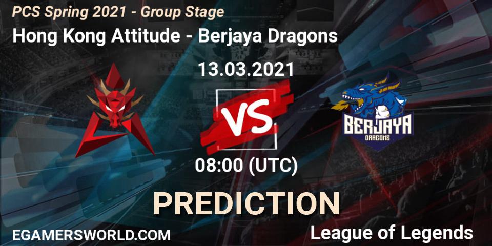 Pronósticos Hong Kong Attitude - Berjaya Dragons. 13.03.2021 at 08:00. PCS Spring 2021 - Group Stage - LoL