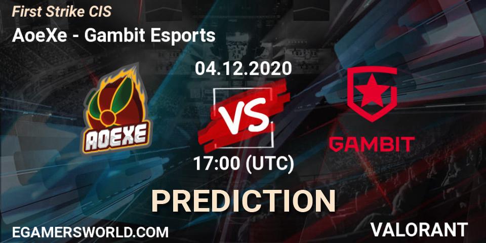 Pronósticos AoeXe - Gambit Esports. 04.12.2020 at 17:00. First Strike CIS - VALORANT