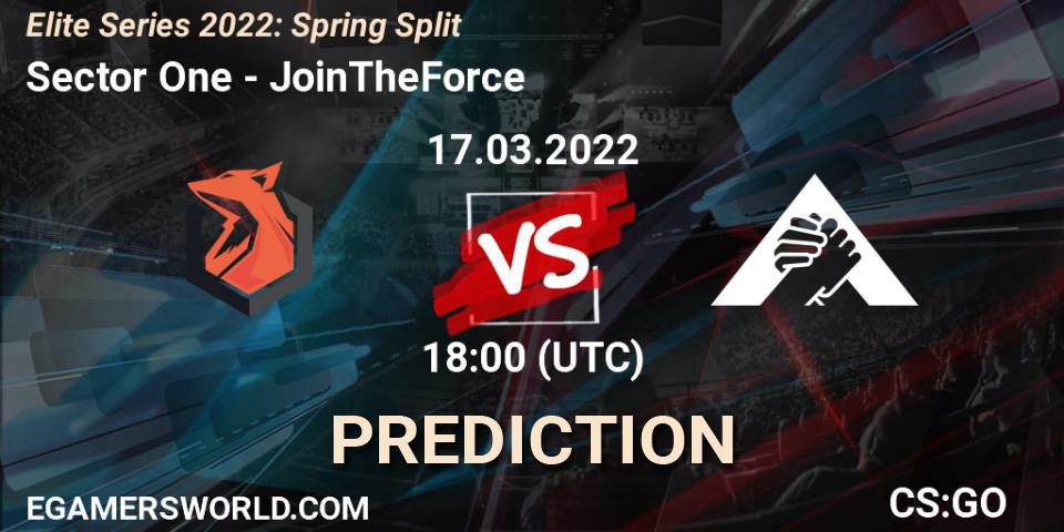 Pronósticos Sector One - JoinTheForce. 17.03.2022 at 18:00. Elite Series 2022: Spring Split - Counter-Strike (CS2)