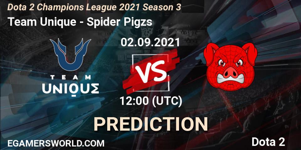 Pronósticos Team Unique - Spider Pigzs. 02.09.21. Dota 2 Champions League 2021 Season 3 - Dota 2