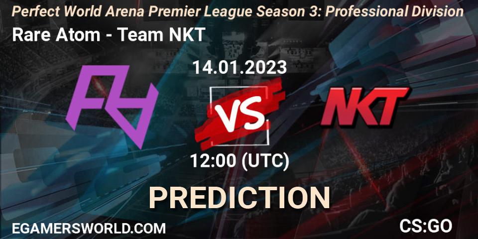 Pronósticos Rare Atom - Team NKT. 14.01.2023 at 12:30. Perfect World Arena Premier League Season 3: Professional Division - Counter-Strike (CS2)