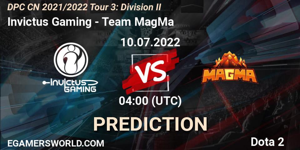 Pronósticos Invictus Gaming - Team MagMa. 10.07.22. DPC CN 2021/2022 Tour 3: Division II - Dota 2