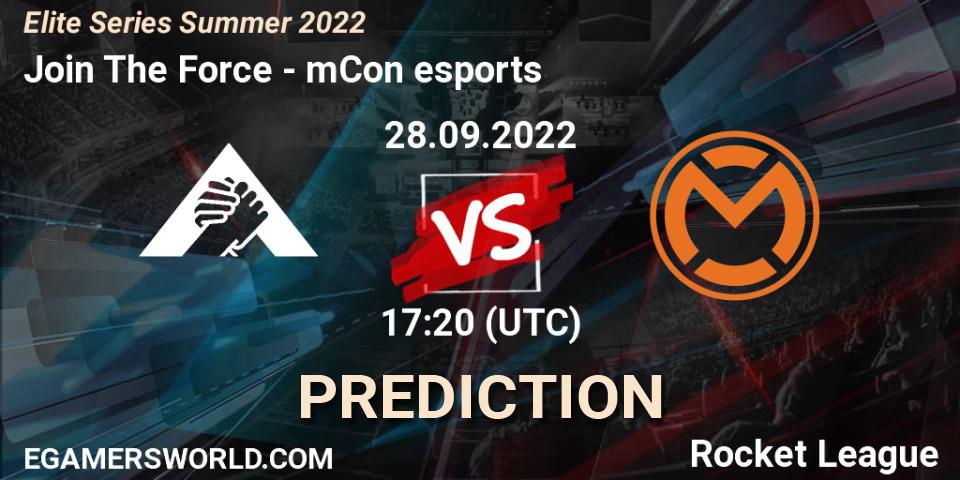 Pronósticos Join The Force - mCon esports. 28.09.22. Elite Series Summer 2022 - Rocket League