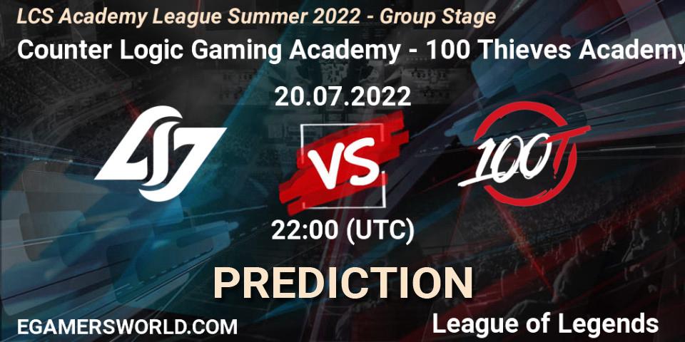 Pronósticos Counter Logic Gaming Academy - 100 Thieves Academy. 20.07.22. LCS Academy League Summer 2022 - Group Stage - LoL