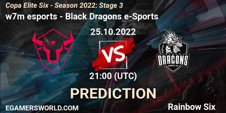 Pronósticos w7m esports - Black Dragons e-Sports. 25.10.2022 at 21:00. Copa Elite Six - Season 2022: Stage 3 - Rainbow Six