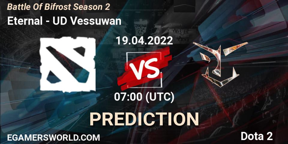 Pronósticos Eternal - UD Vessuwan. 19.04.2022 at 07:33. Battle Of Bifrost Season 2 - Dota 2