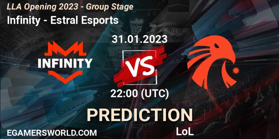 Pronósticos Infinity - Estral Esports. 31.01.23. LLA Opening 2023 - Group Stage - LoL
