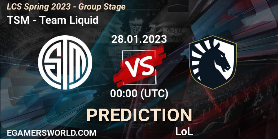 Pronósticos TSM - Team Liquid. 28.01.23. LCS Spring 2023 - Group Stage - LoL