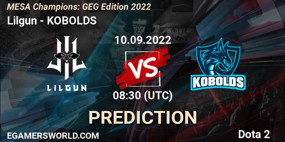 Pronósticos Lilgun - KOBOLDS. 10.09.2022 at 08:42. MESA Champions: GEG Edition 2022 - Dota 2