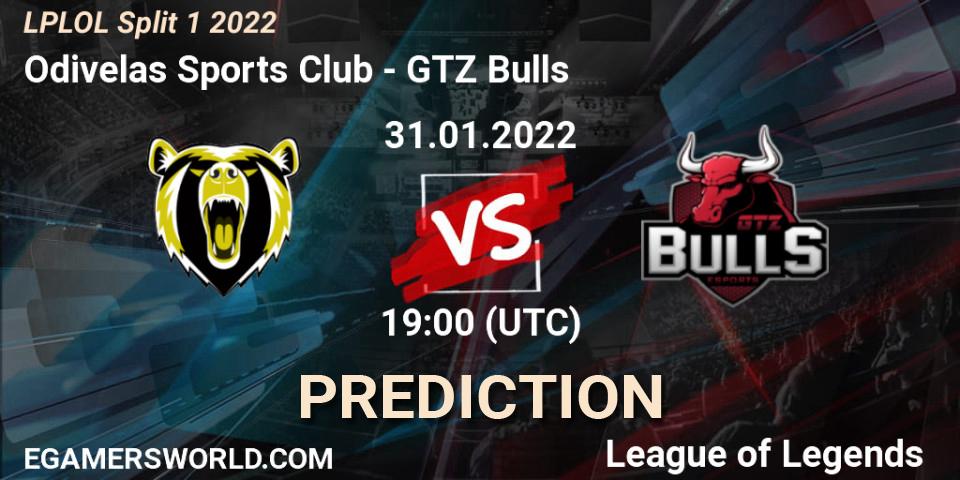 Pronósticos Odivelas Sports Club - GTZ Bulls. 31.01.2022 at 19:00. LPLOL Split 1 2022 - LoL