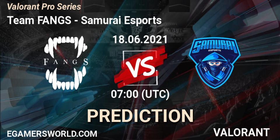 Pronósticos Team FANGS - Samurai Esports. 19.06.2021 at 05:30. Valorant Pro Series - VALORANT