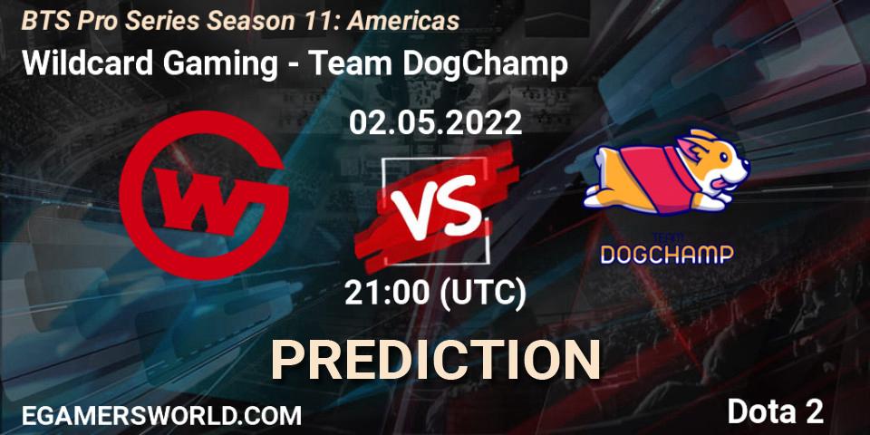 Pronósticos Wildcard Gaming - Team DogChamp. 07.05.2022 at 02:00. BTS Pro Series Season 11: Americas - Dota 2