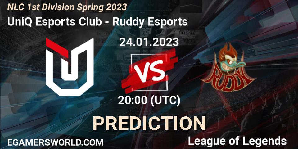 Pronósticos UniQ Esports Club - Ruddy Esports. 24.01.2023 at 20:00. NLC 1st Division Spring 2023 - LoL