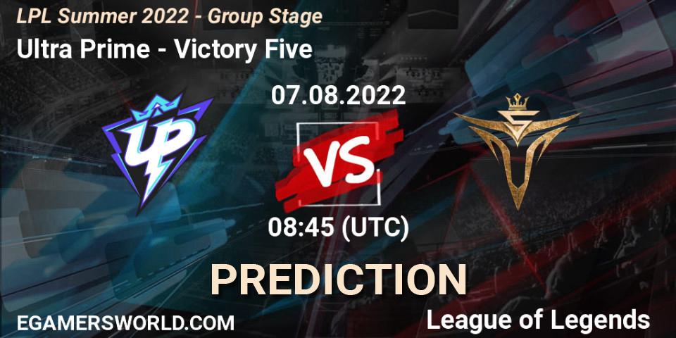 Pronósticos Ultra Prime - Victory Five. 07.08.22. LPL Summer 2022 - Group Stage - LoL