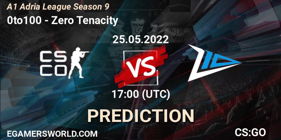 Pronósticos 0to100 - Zero Tenacity. 25.05.2022 at 17:00. A1 Adria League Season 9 - Counter-Strike (CS2)
