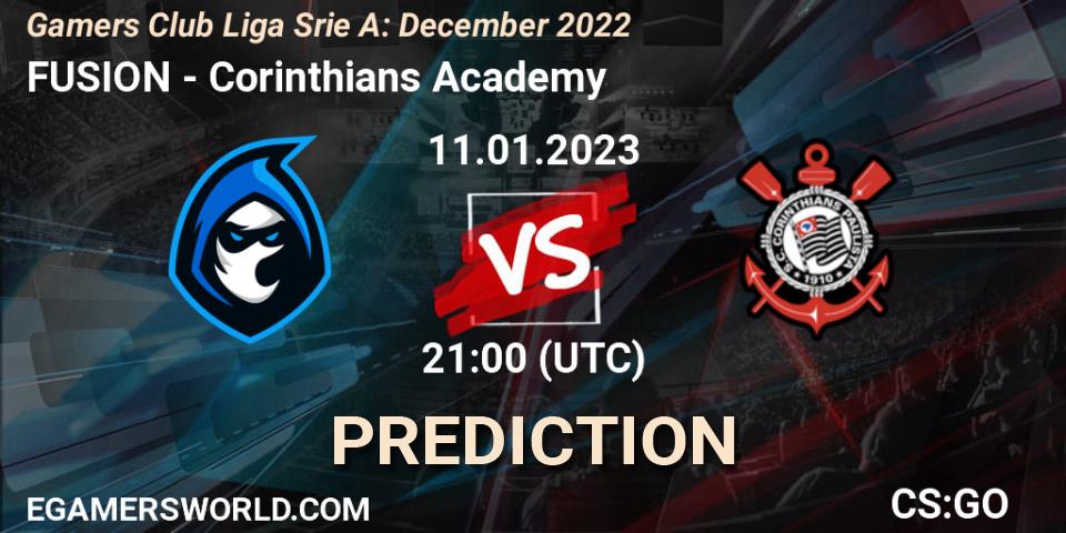 Pronósticos FUSION - Corinthians Academy. 11.01.23. Gamers Club Liga Série A: December 2022 - CS2 (CS:GO)