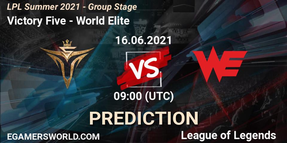 Pronósticos Victory Five - World Elite. 16.06.21. LPL Summer 2021 - Group Stage - LoL