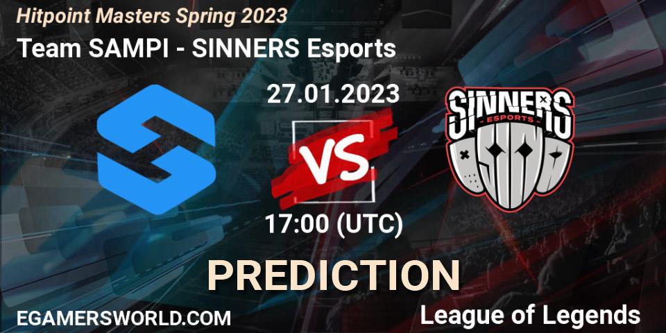 Pronósticos Team SAMPI - SINNERS Esports. 27.01.2023 at 17:00. Hitpoint Masters Spring 2023 - LoL