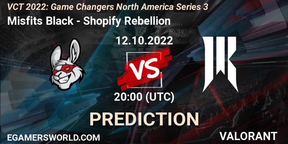Pronósticos Misfits Black - Shopify Rebellion. 12.10.2022 at 20:10. VCT 2022: Game Changers North America Series 3 - VALORANT