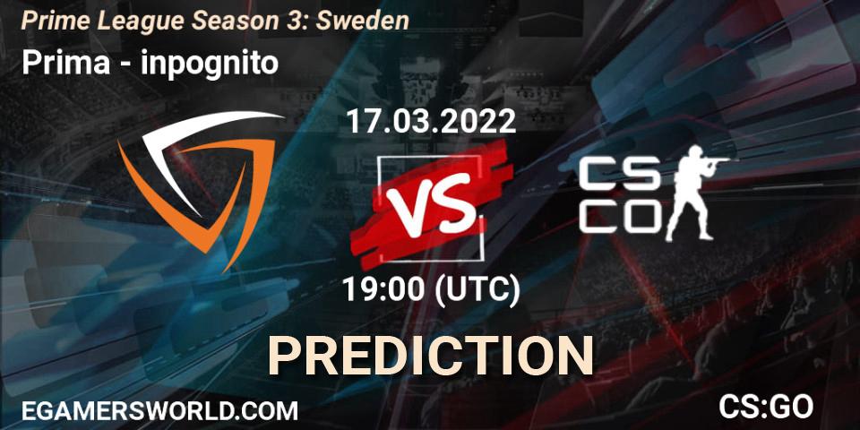 Pronósticos Prima - inpognito. 17.03.22. Prime League Season 3: Sweden - CS2 (CS:GO)
