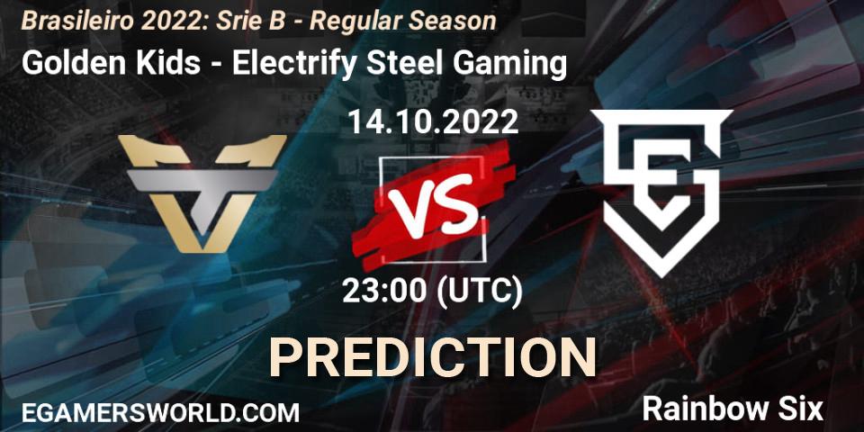 Pronósticos Golden Kids - Electrify Steel Gaming. 14.10.2022 at 23:00. Brasileirão 2022: Série B - Regular Season - Rainbow Six