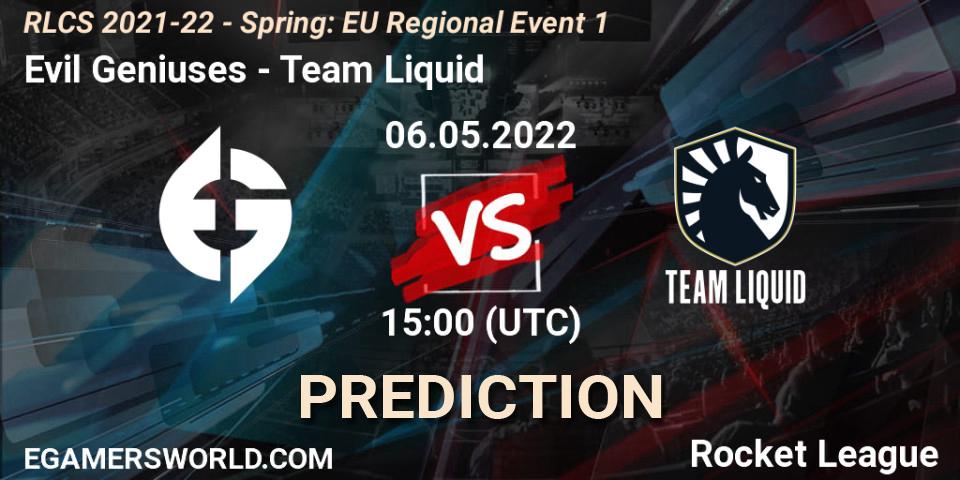 Pronósticos Evil Geniuses - Team Liquid. 06.05.22. RLCS 2021-22 - Spring: EU Regional Event 1 - Rocket League