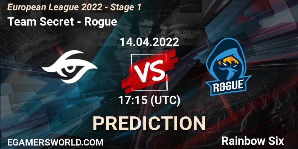 Pronósticos Team Secret - Rogue. 14.04.22. European League 2022 - Stage 1 - Rainbow Six