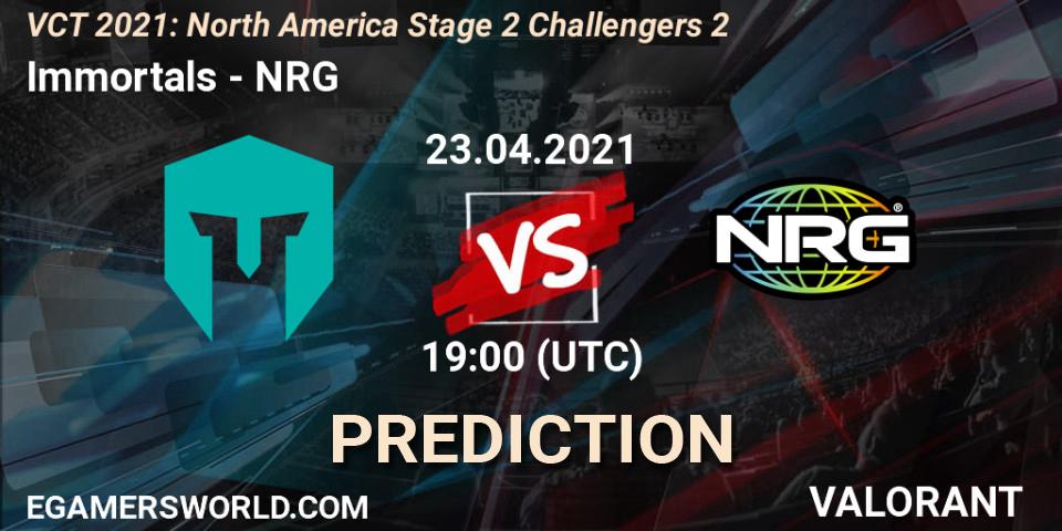 Pronósticos Immortals - NRG. 23.04.2021 at 19:00. VCT 2021: North America Stage 2 Challengers 2 - VALORANT