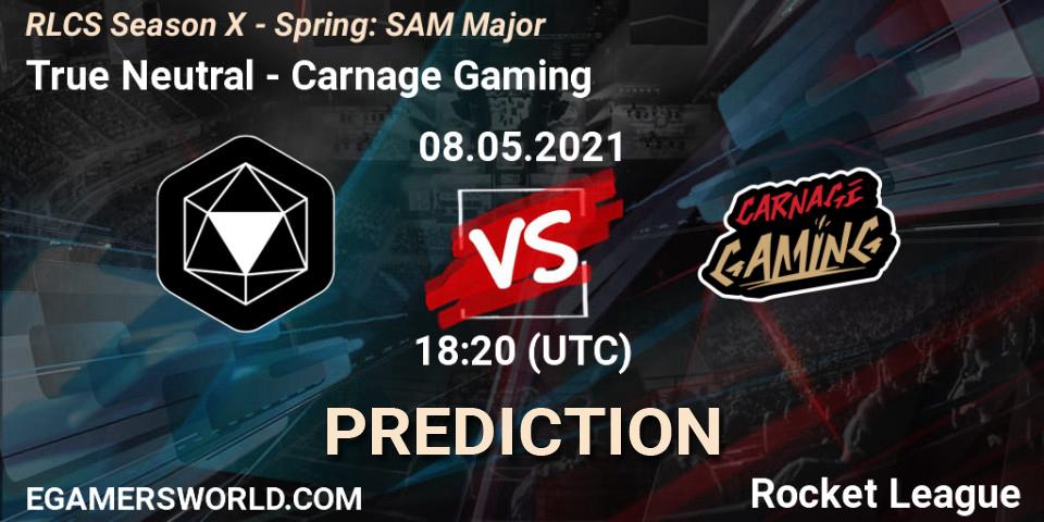 Pronósticos True Neutral - Carnage Gaming. 08.05.2021 at 18:20. RLCS Season X - Spring: SAM Major - Rocket League