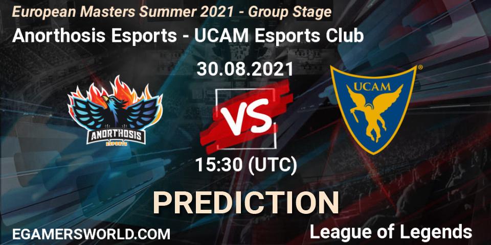 Pronósticos Anorthosis Esports - UCAM Esports Club. 30.08.2021 at 15:30. European Masters Summer 2021 - Group Stage - LoL