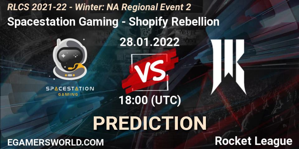 Pronósticos Spacestation Gaming - Shopify Rebellion. 28.01.2022 at 18:00. RLCS 2021-22 - Winter: NA Regional Event 2 - Rocket League
