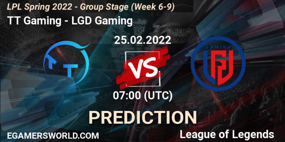 Pronósticos TT Gaming - LGD Gaming. 25.02.22. LPL Spring 2022 - Group Stage (Week 6-9) - LoL