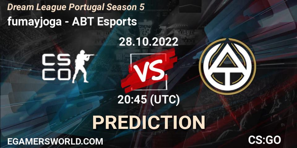 Pronósticos fumayjoga - ABT Esports. 28.10.2022 at 21:00. Dream League Portugal Season 5 - Counter-Strike (CS2)