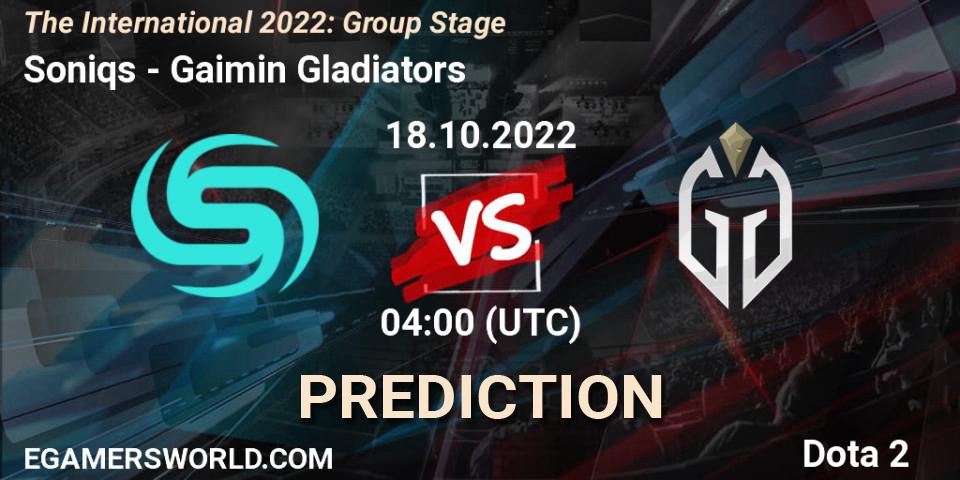 Pronósticos Soniqs - Gaimin Gladiators. 18.10.22. The International 2022: Group Stage - Dota 2