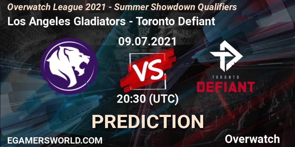 Pronósticos Los Angeles Gladiators - Toronto Defiant. 09.07.2021 at 20:30. Overwatch League 2021 - Summer Showdown Qualifiers - Overwatch