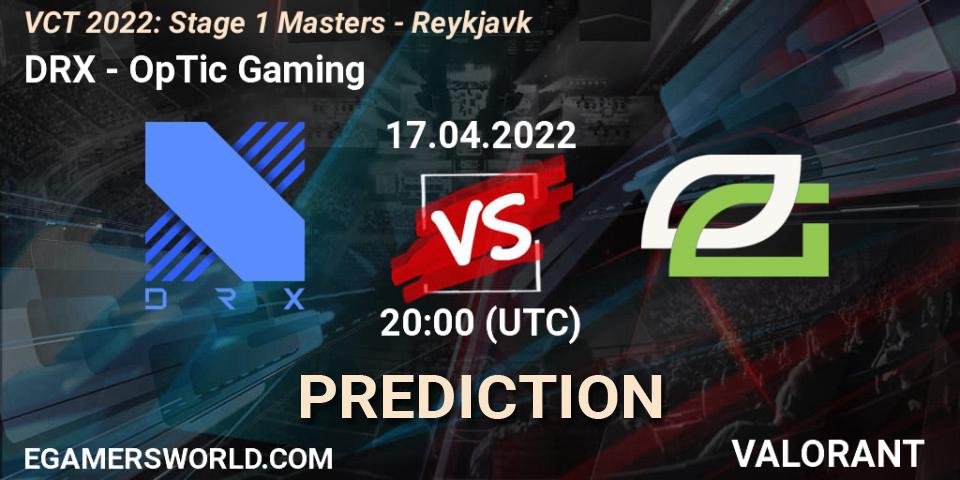 Pronósticos DRX - OpTic Gaming. 17.04.2022 at 17:15. VCT 2022: Stage 1 Masters - Reykjavík - VALORANT