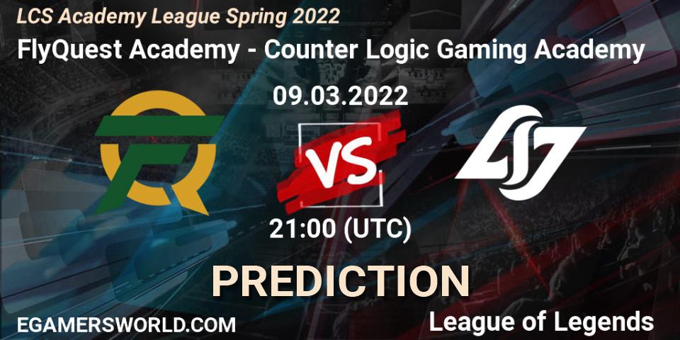 Pronósticos FlyQuest Academy - Counter Logic Gaming Academy. 09.03.22. LCS Academy League Spring 2022 - LoL