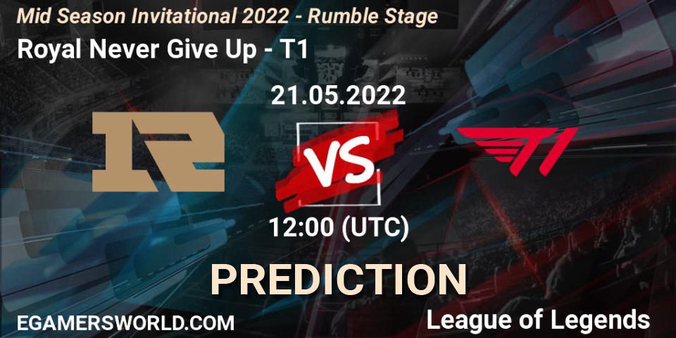 Pronósticos Royal Never Give Up - T1. 21.05.22. Mid Season Invitational 2022 - Rumble Stage - LoL