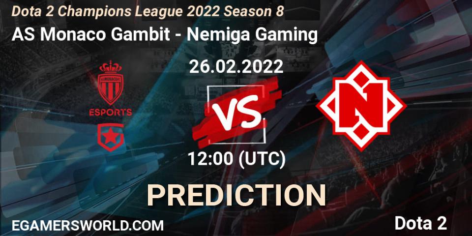Pronósticos AS Monaco Gambit - Nemiga Gaming. 24.03.2022 at 12:00. Dota 2 Champions League 2022 Season 8 - Dota 2