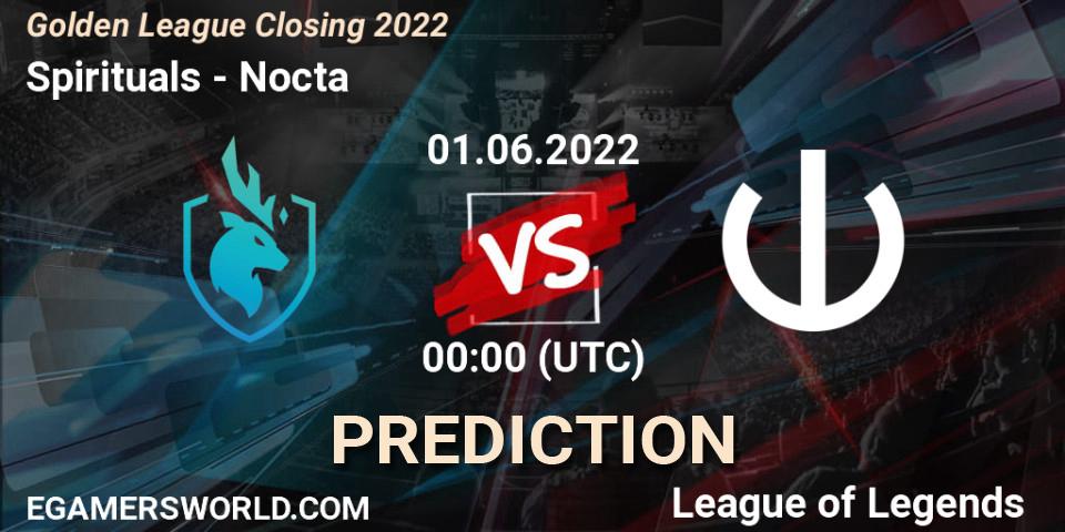 Pronósticos Spirituals - Nocta. 01.06.2022 at 00:00. Golden League Closing 2022 - LoL