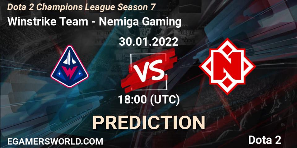 Pronósticos Winstrike Team - Nemiga Gaming. 28.01.2022 at 15:00. Dota 2 Champions League 2022 Season 7 - Dota 2