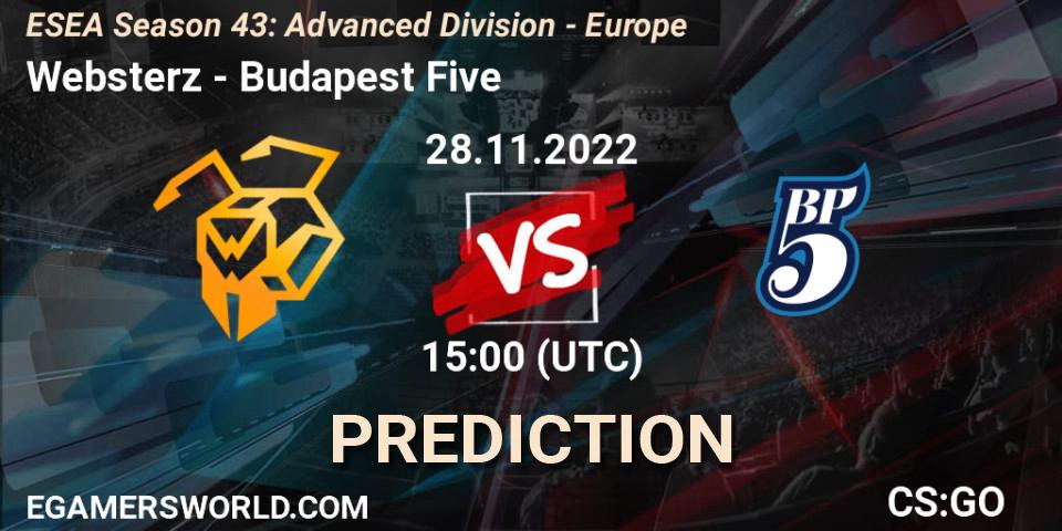 Pronósticos Websterz - Budapest Five. 28.11.22. ESEA Season 43: Advanced Division - Europe - CS2 (CS:GO)