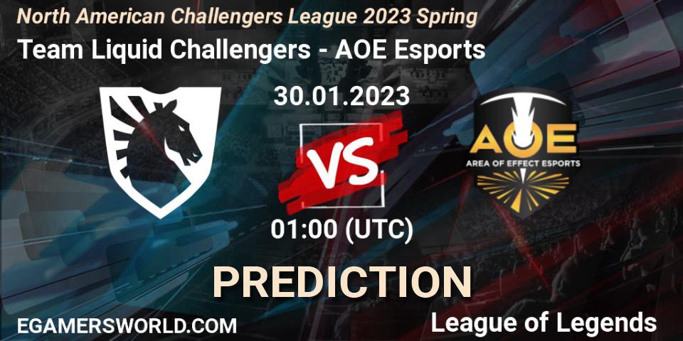 Pronósticos Team Liquid Challengers - AOE Esports. 30.01.23. NACL 2023 Spring - Group Stage - LoL